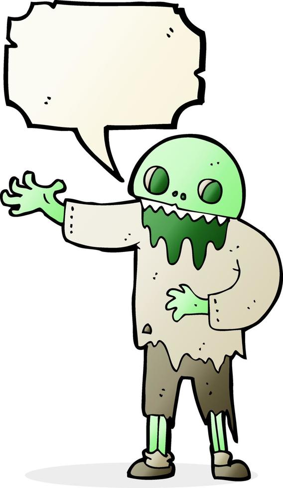 zombie espeluznante de dibujos animados con burbujas de discurso vector