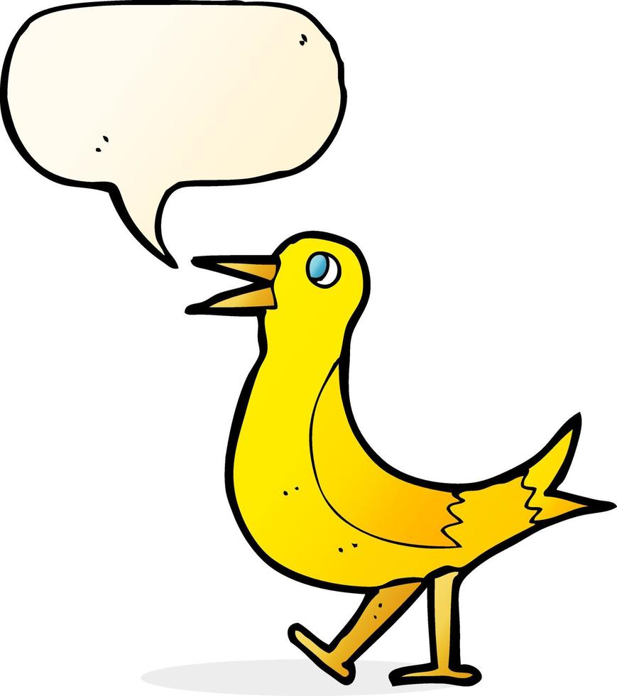 cartoon walking bird with speech bubble vector