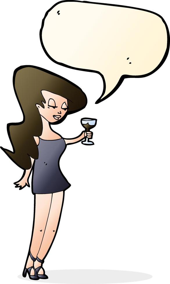 cartoon woman at party with speech bubble vector