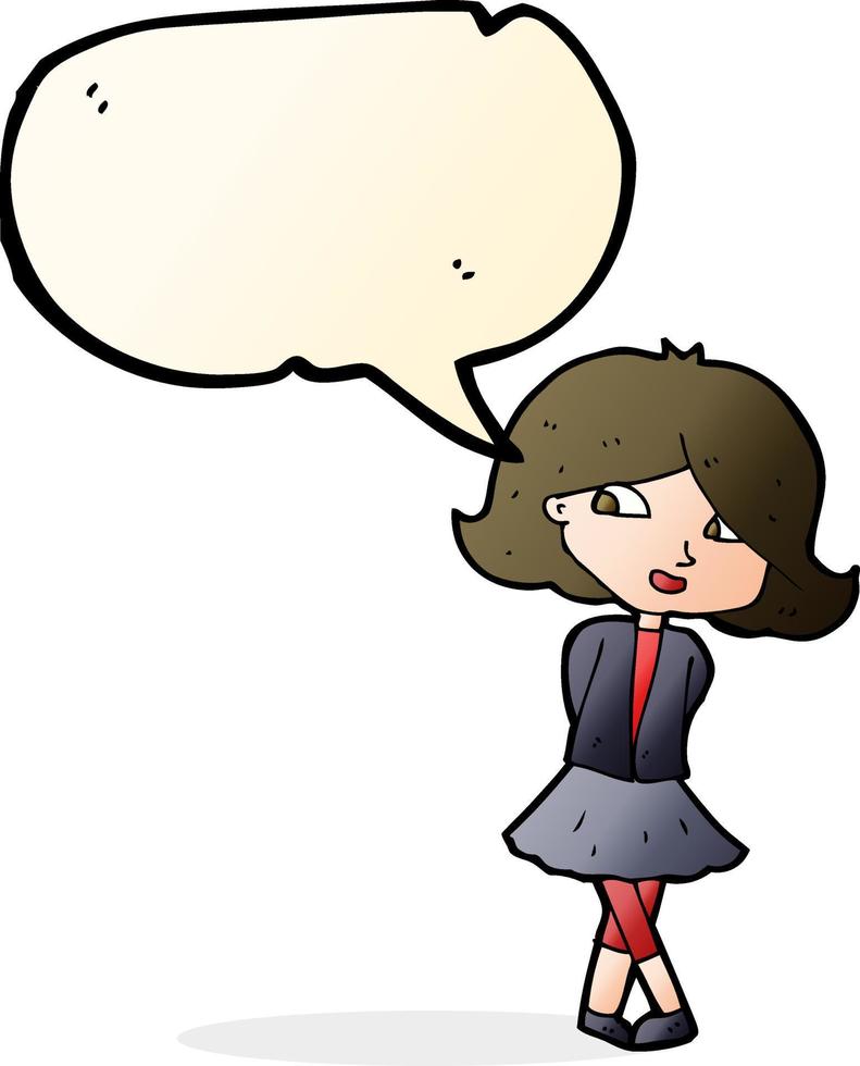 cartoon happy girl with speech bubble vector