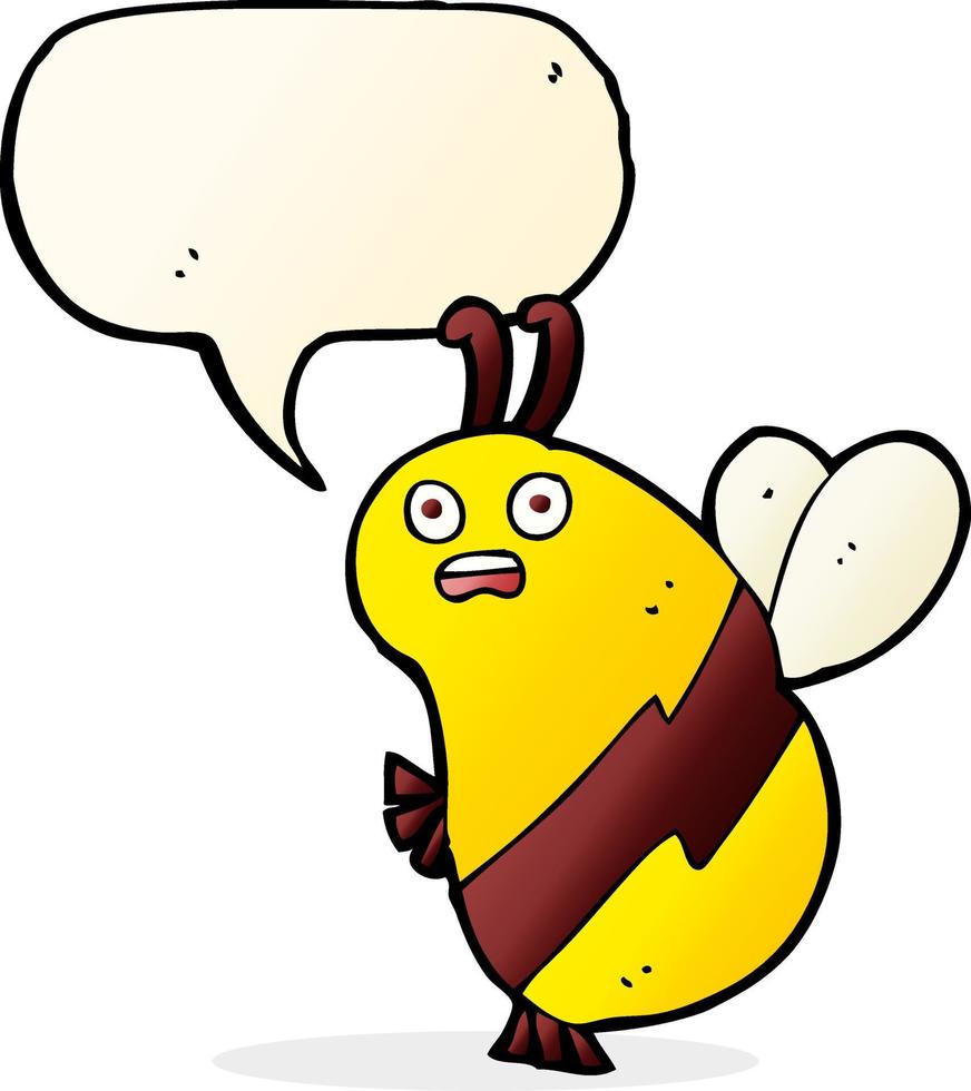 funny cartoon bee with speech bubble vector