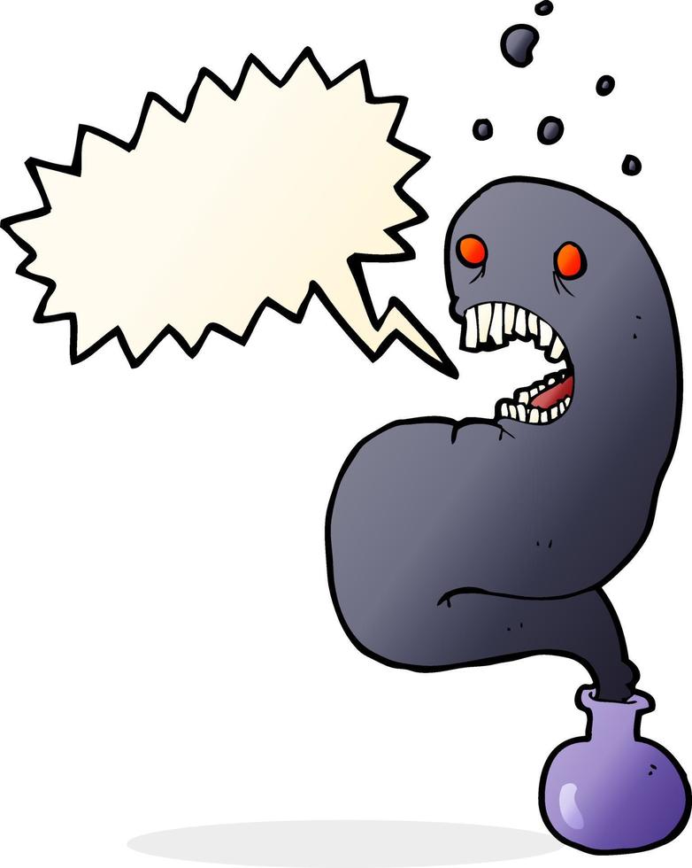 cartoon halloween ghost in bottle with speech bubble vector