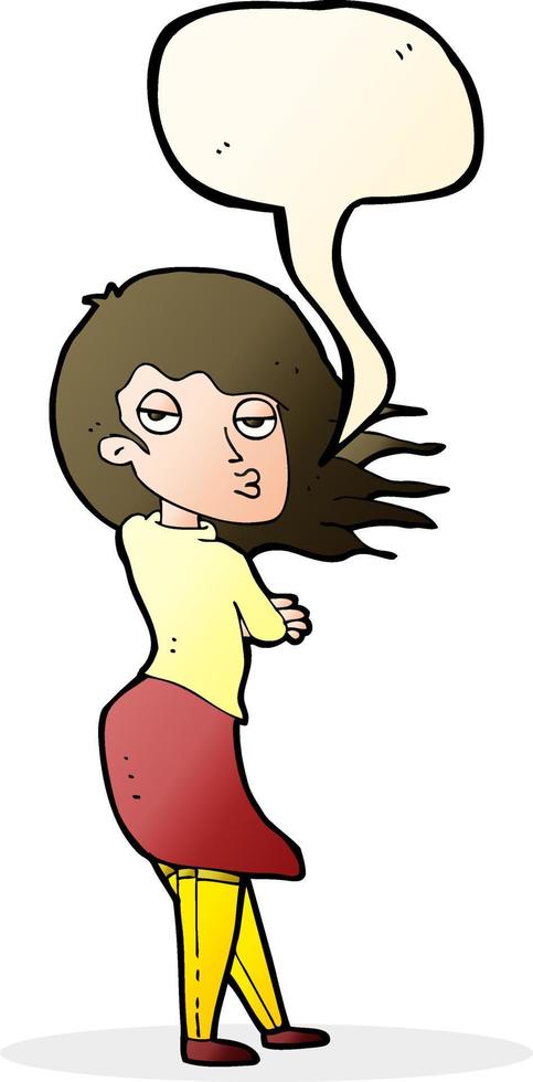 cartoon woman making photo face with speech bubble vector