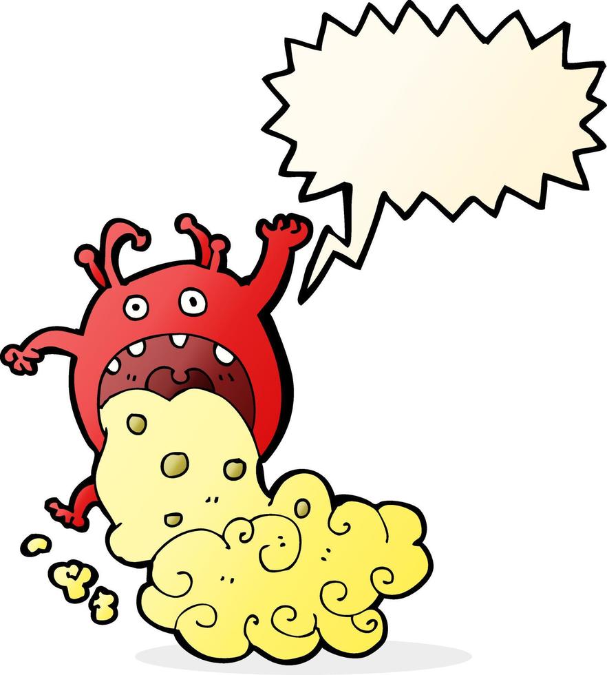 cartoon gross monster being sick with speech bubble vector