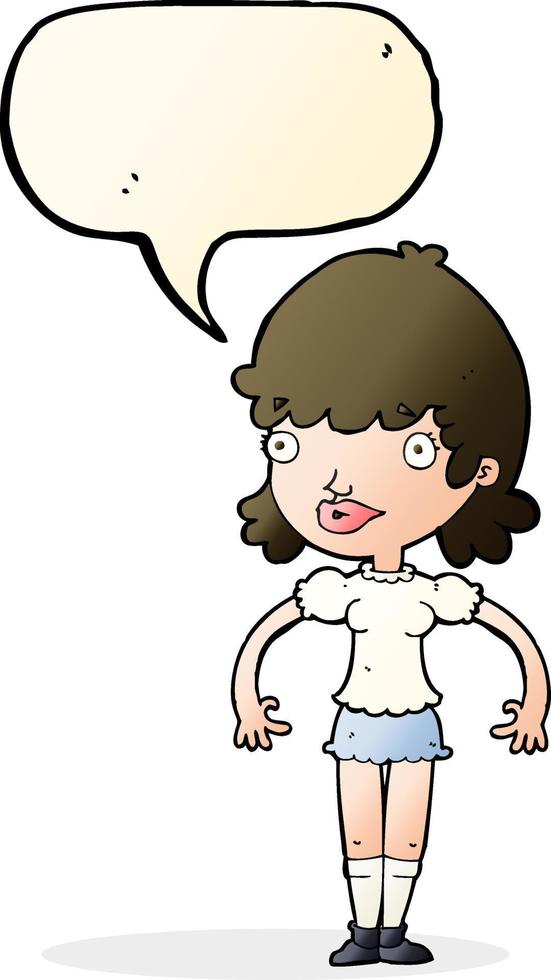 cartoon happy woman with speech bubble vector