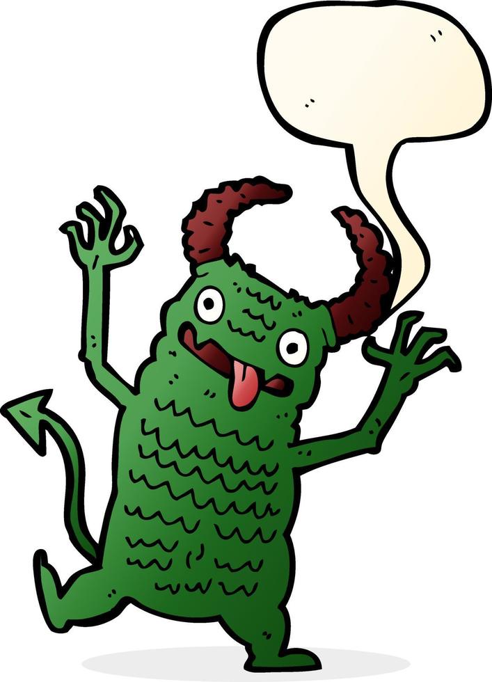 cartoon demon with speech bubble vector