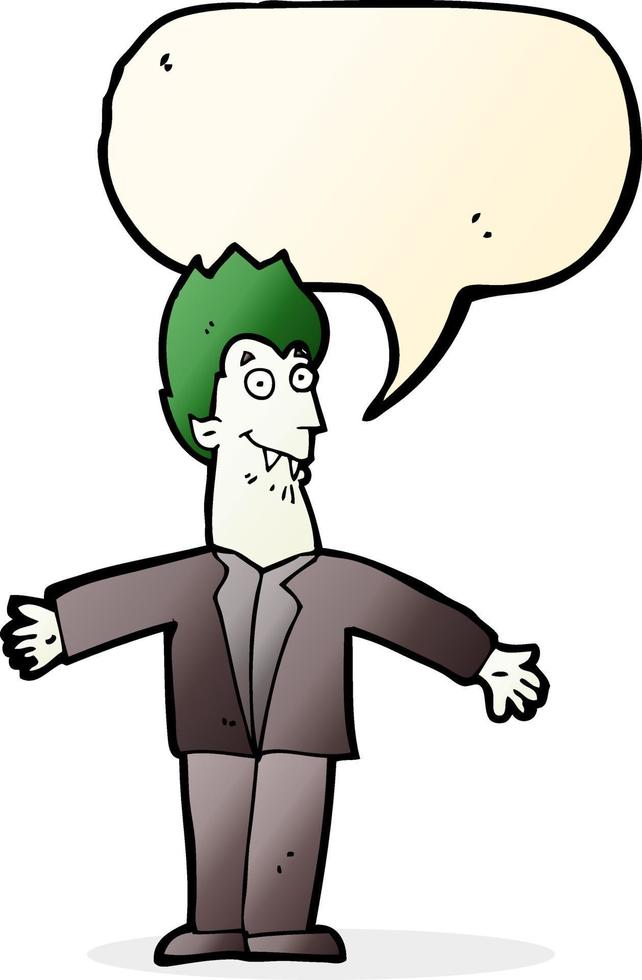 cartoon vampire man with speech bubble vector