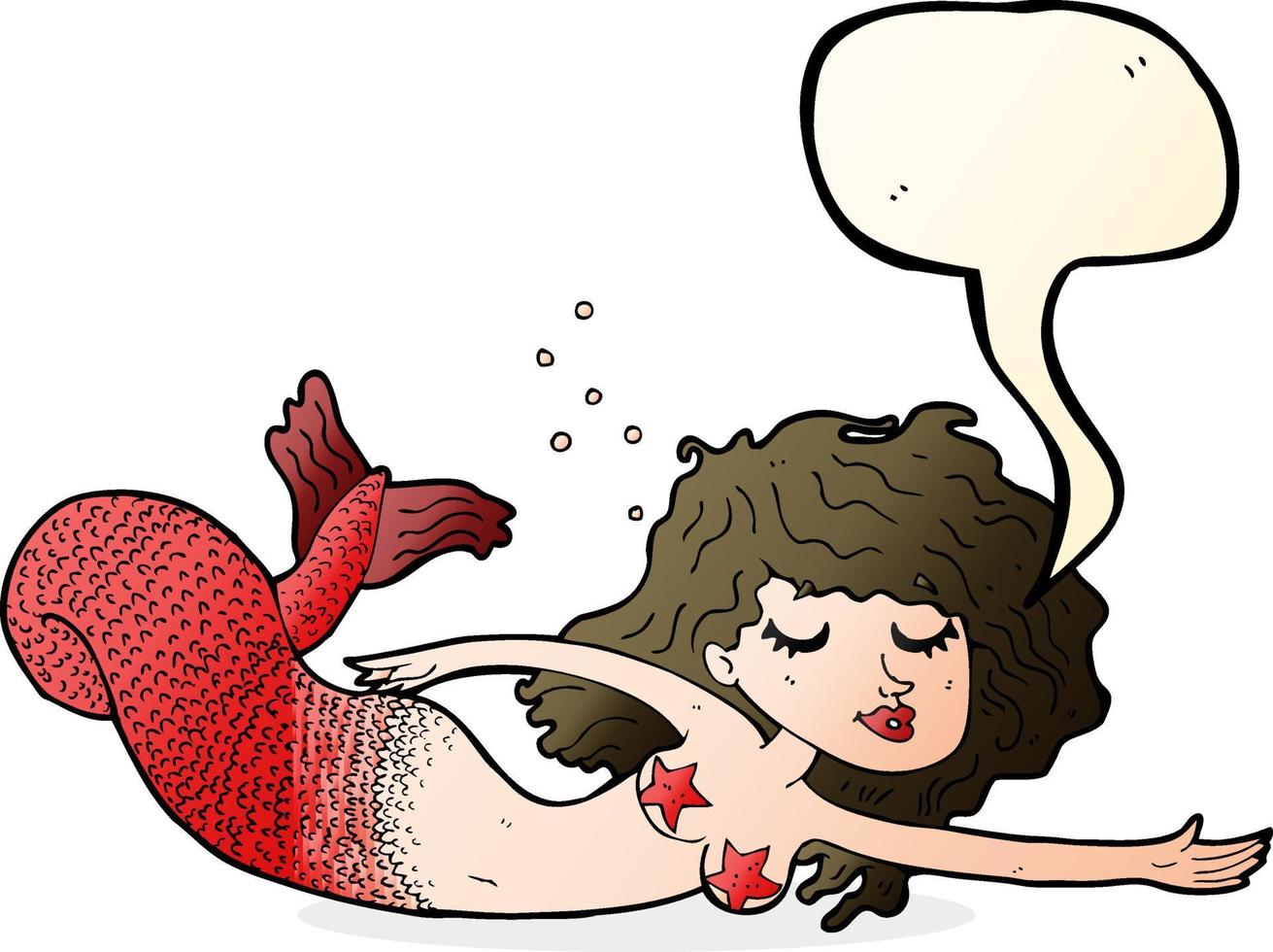 cartoon mermaid with speech bubble vector