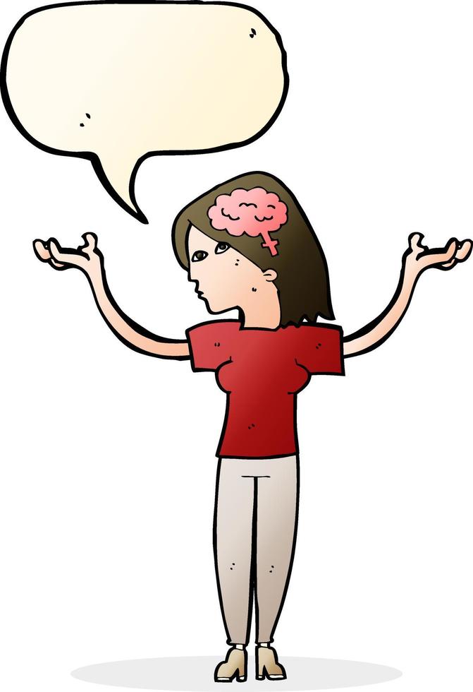 cartoon intelligent woman with speech bubble vector