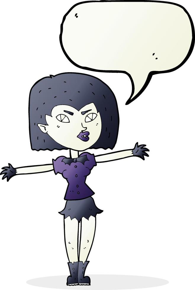 cartoon vampire girl with speech bubble vector