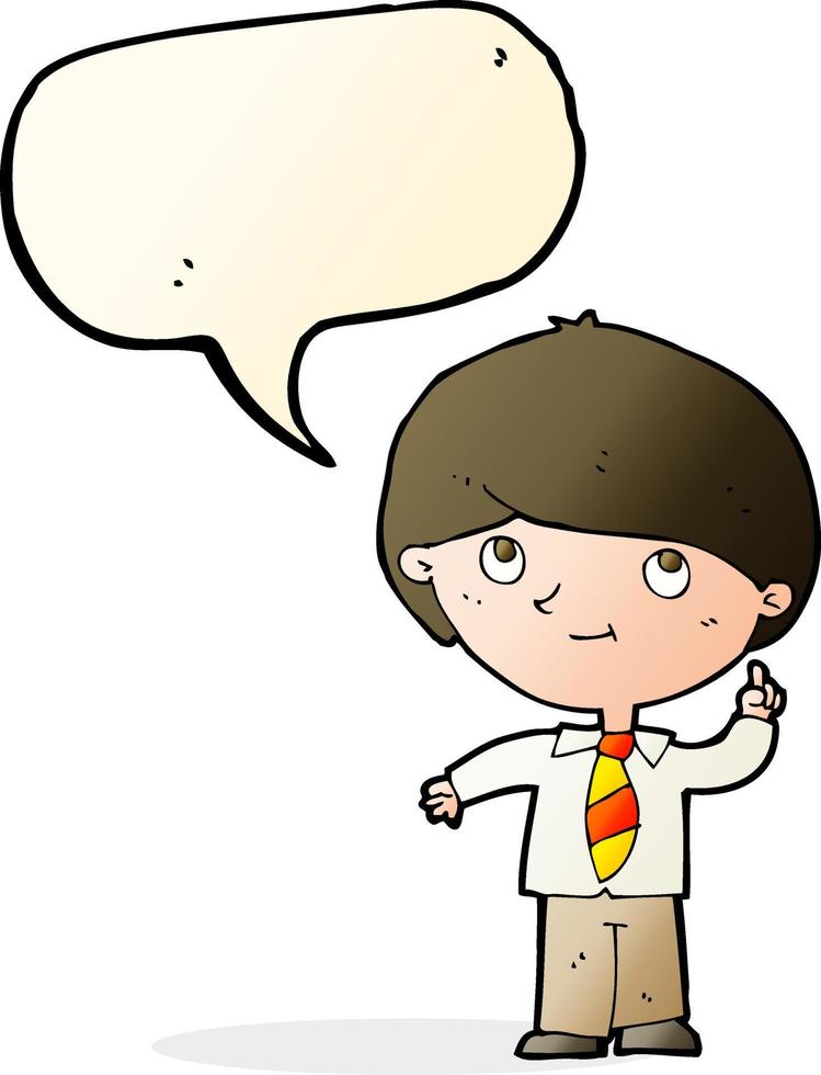 cartoon boy with idea with speech bubble vector