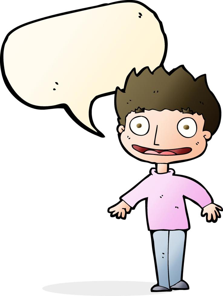 cartoon excited boy with speech bubble vector