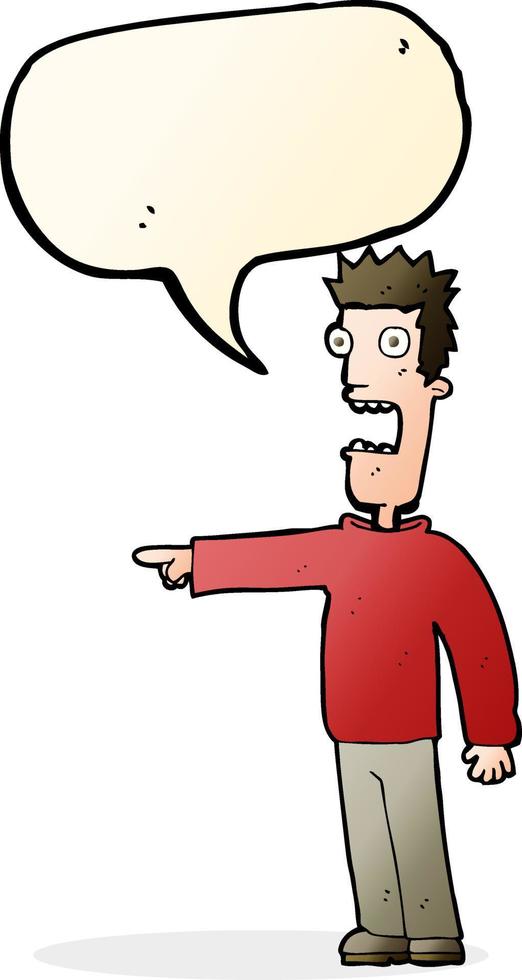 cartoon terrified man with speech bubble vector