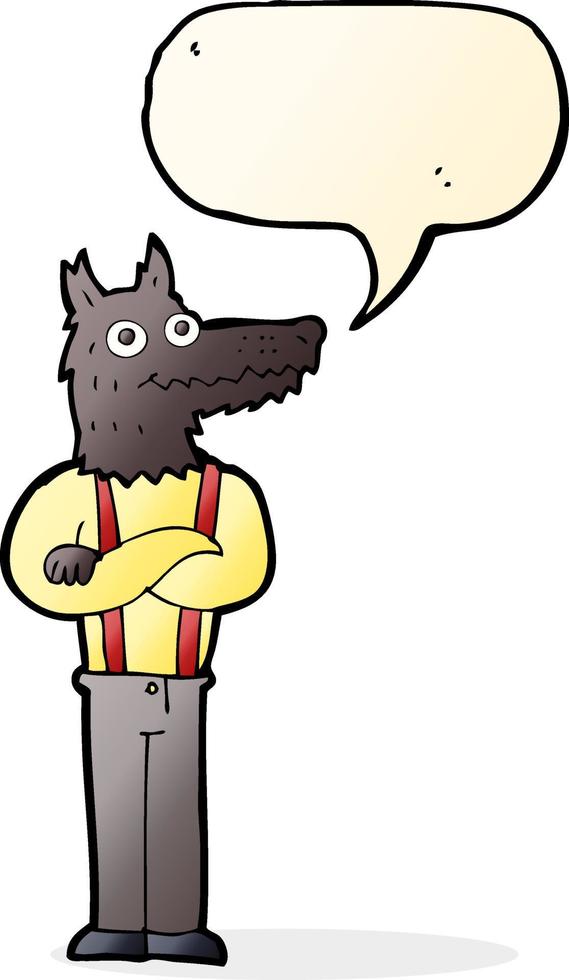 cartoon funny werewolf with speech bubble vector