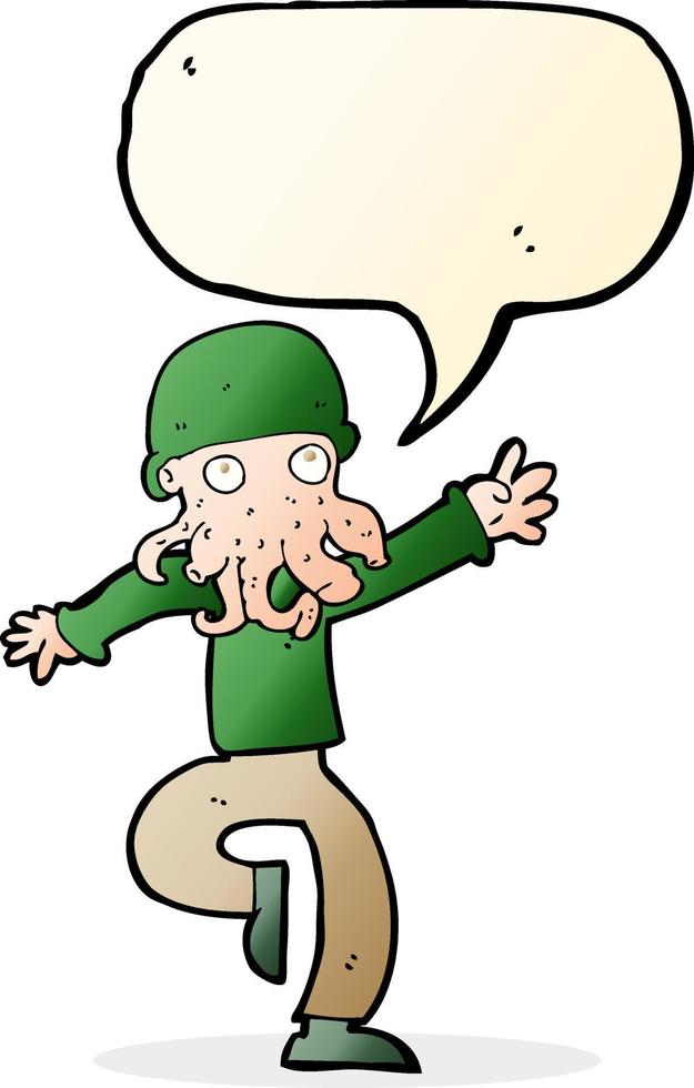 cartoon alien monster man with speech bubble vector