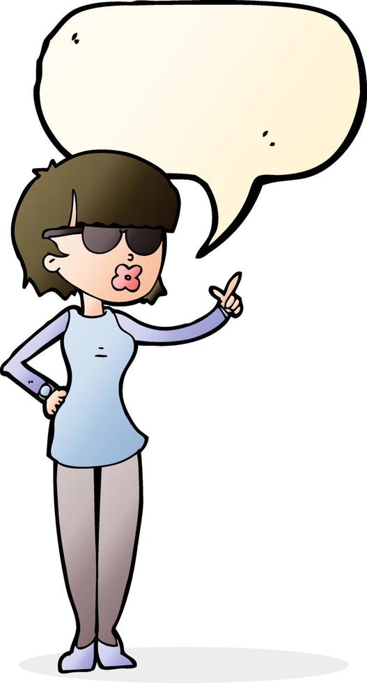 cartoon woman wearing spectacles with speech bubble vector