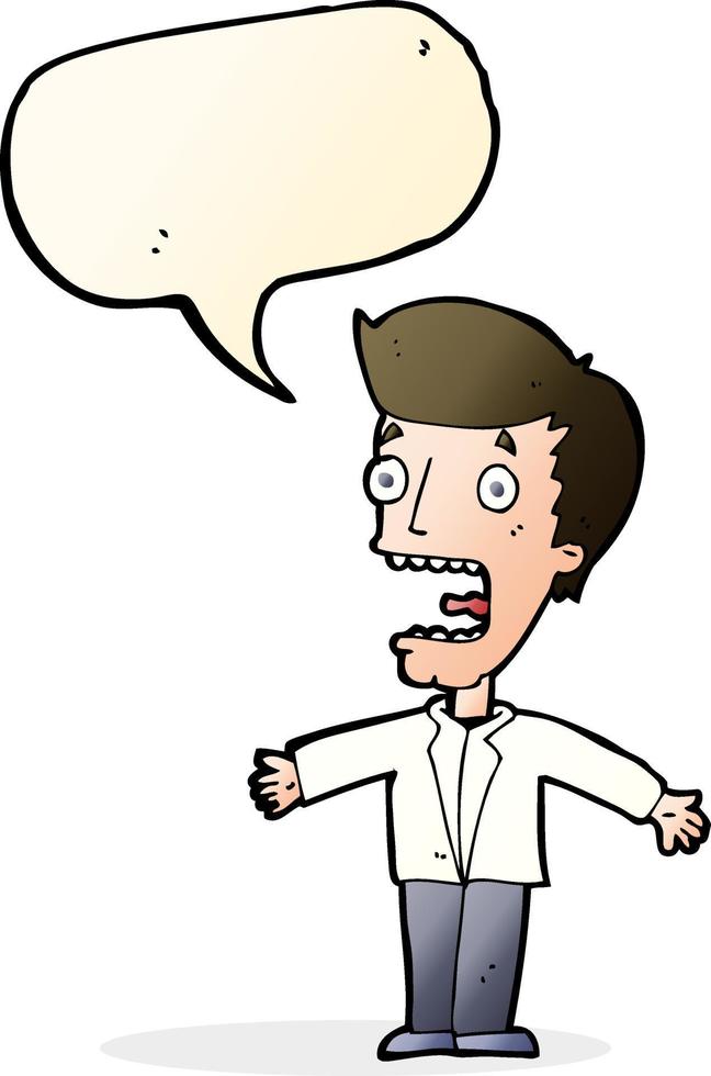 cartoon screaming man with speech bubble vector