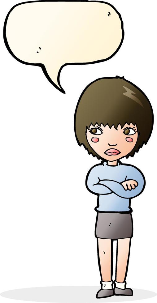 cartoon annoyed woman with speech bubble vector