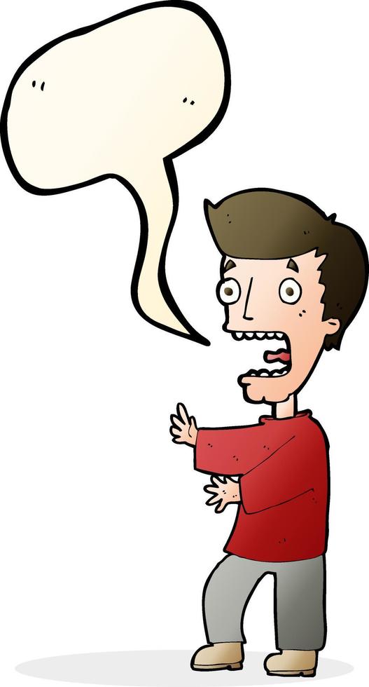 cartoon terrified man with speech bubble vector