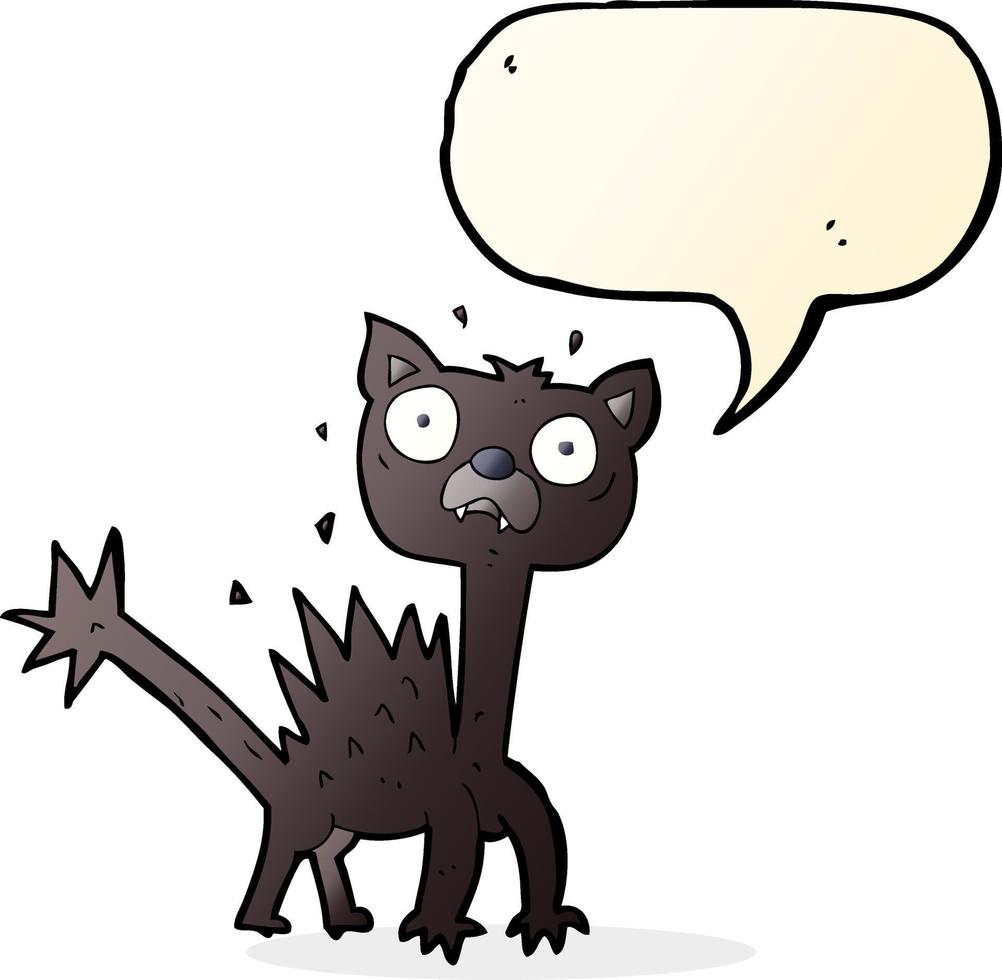 cartoon scared cat with speech bubble vector