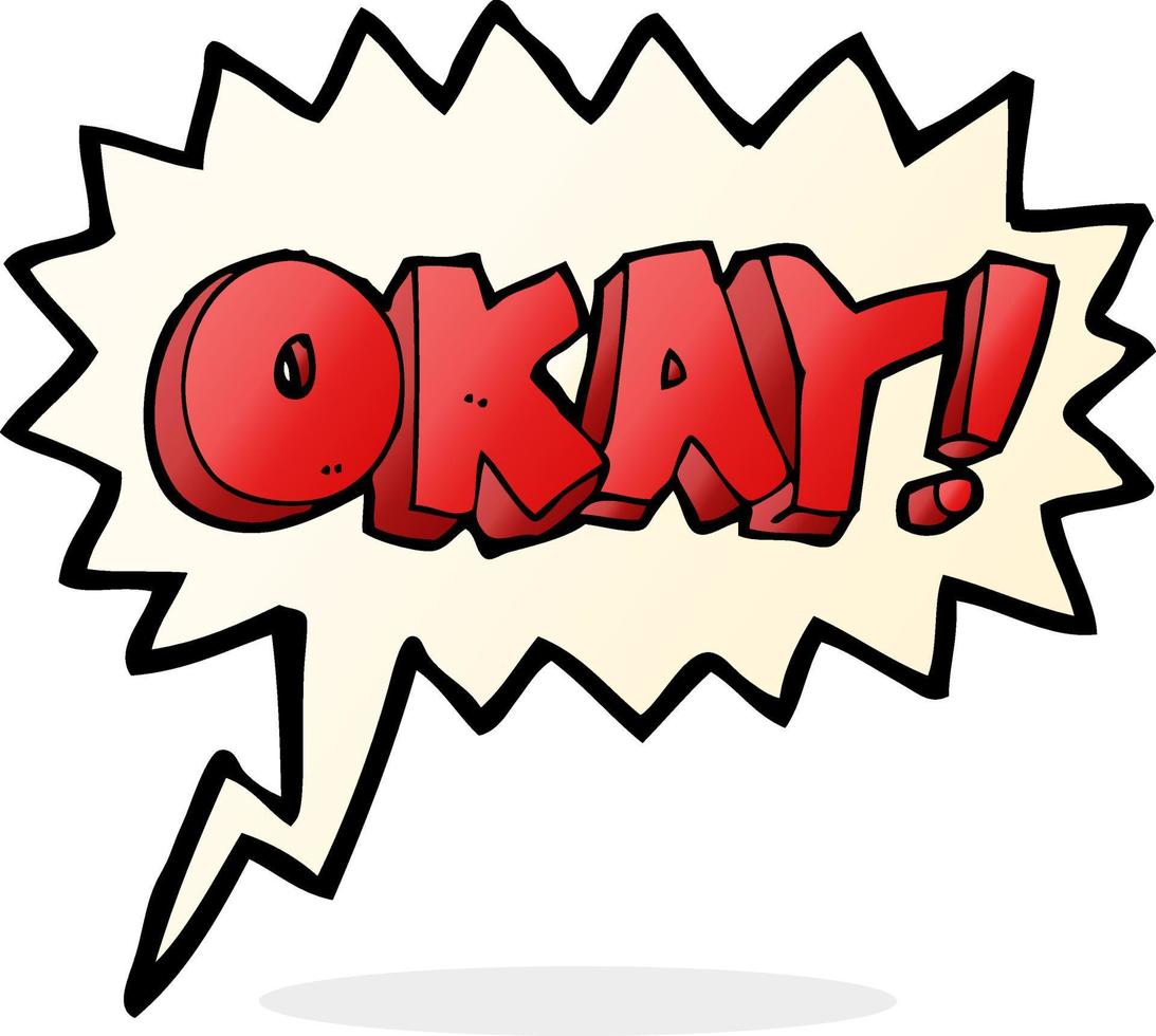 cartoon okay sign with speech bubble vector