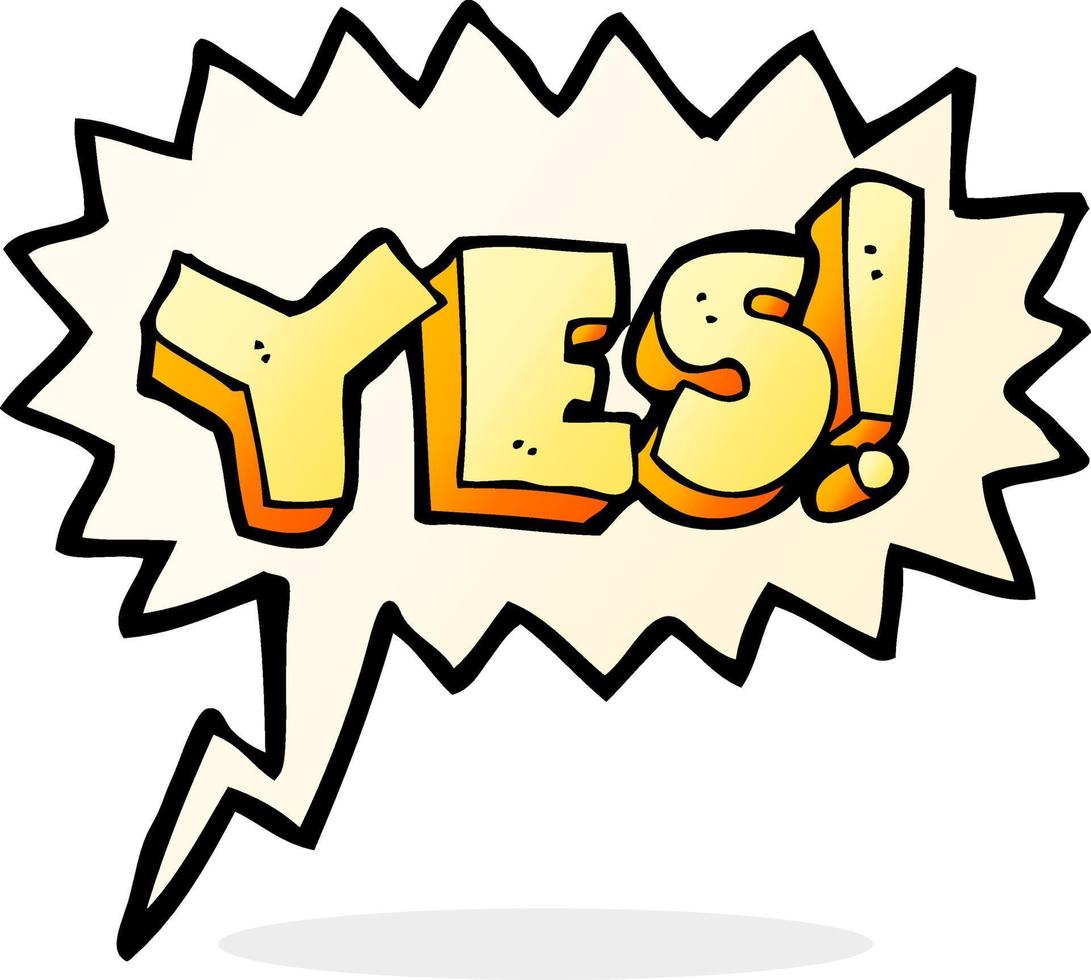 cartoon yes symbol with speech bubble vector