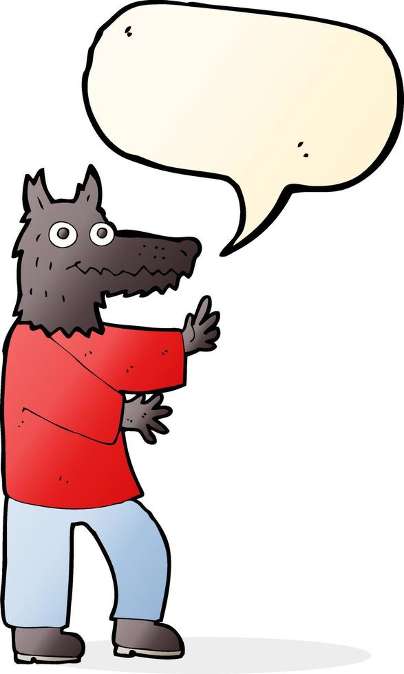 caricatura, divertido, hombre lobo, con, burbuja del discurso vector