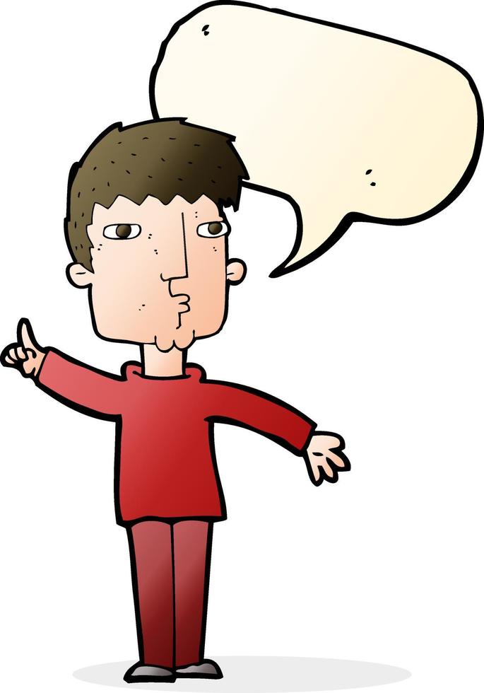 cartoon man raising point with speech bubble vector