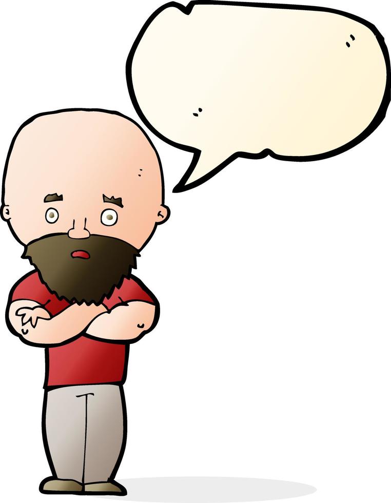 cartoon shocked bald man with beard with speech bubble vector