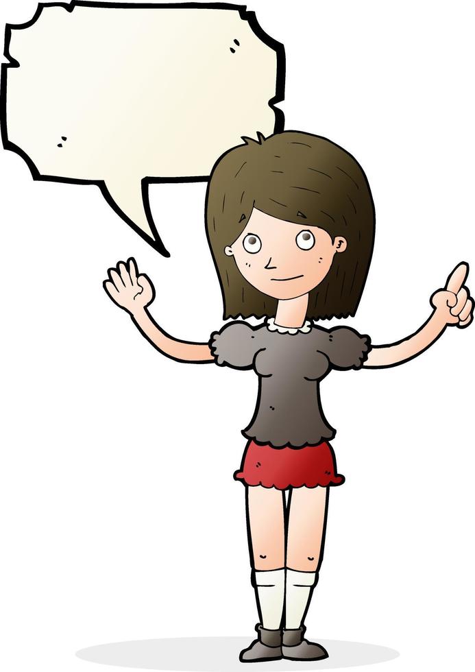 cartoon woman explaining idea with speech bubble vector