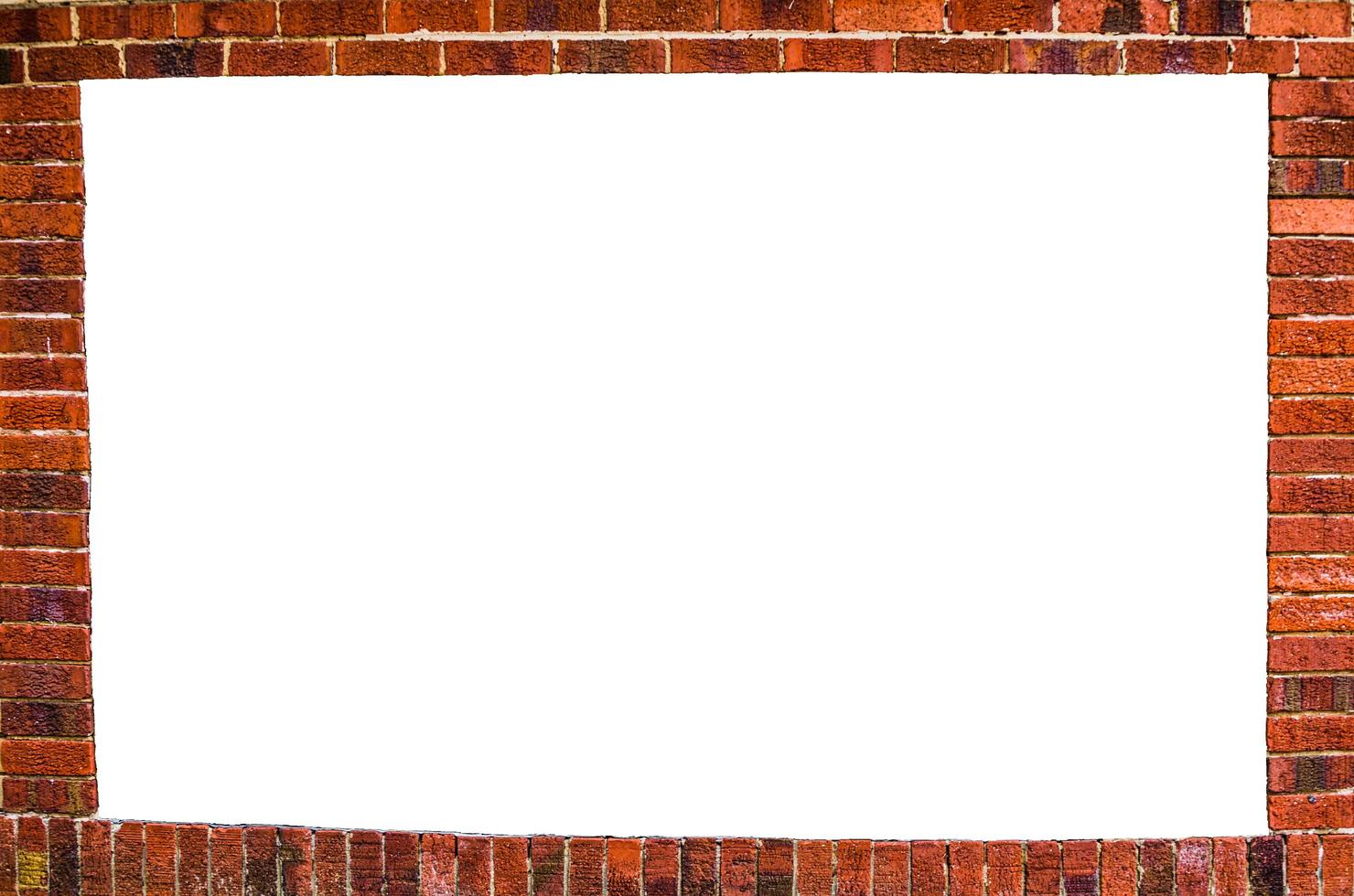 Red bricks border with white space in center. photo