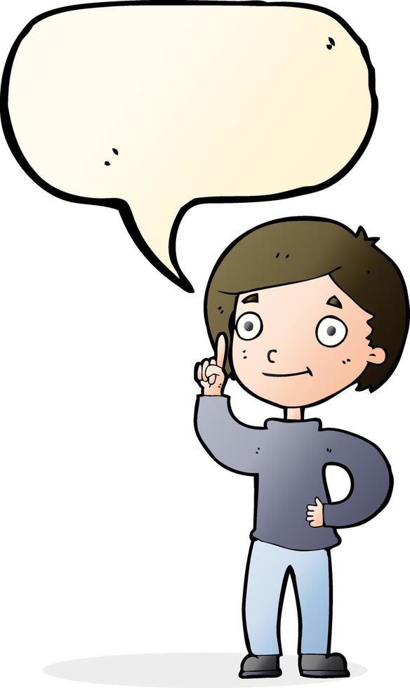 cartoon boy with idea with speech bubble vector