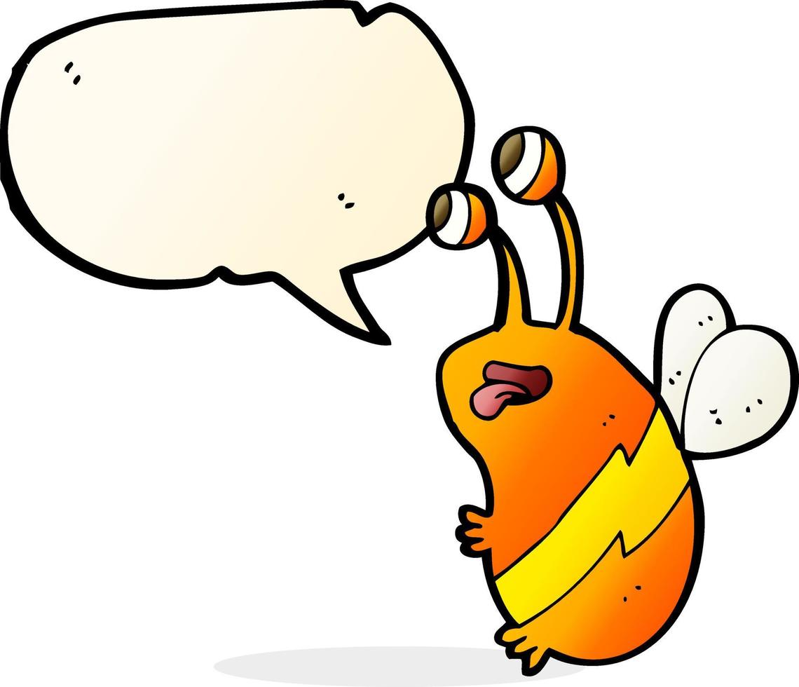 cartoon funny bee with speech bubble vector