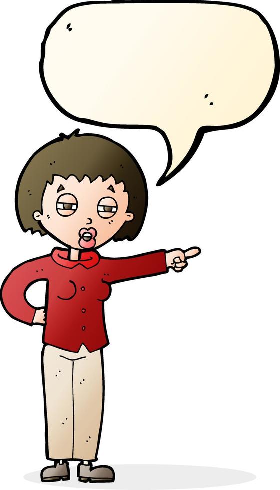 cartoon woman telling off with speech bubble vector
