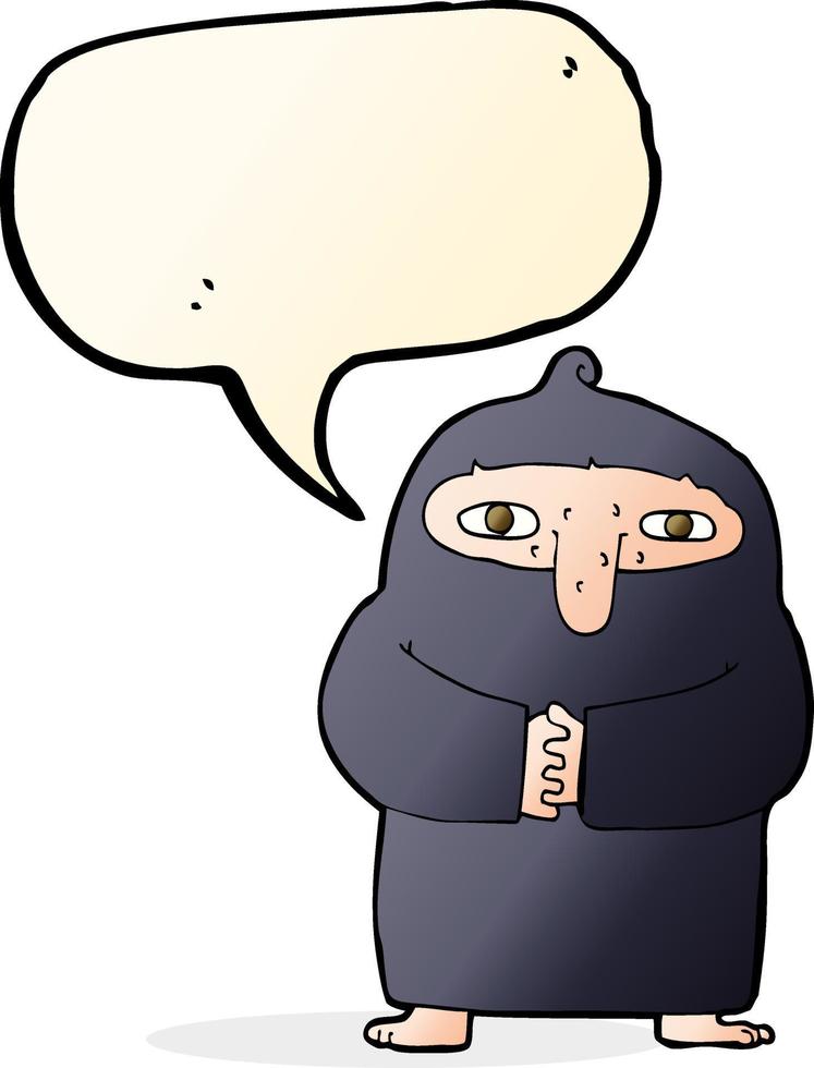 cartoon monk in robe with speech bubble vector