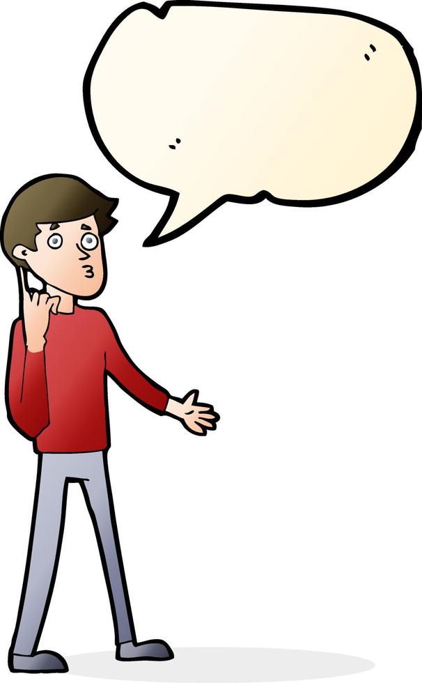 cartoon man asking question with speech bubble vector