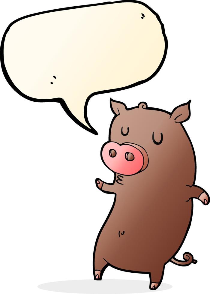 funny cartoon pig with speech bubble vector