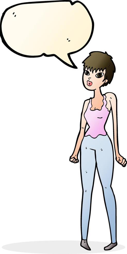 cartoon pretty woman  with speech bubble vector