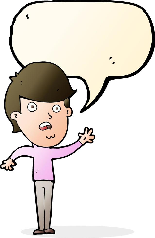 cartoon unhappy boy with speech bubble vector