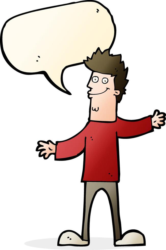 cartoon happy man with speech bubble vector