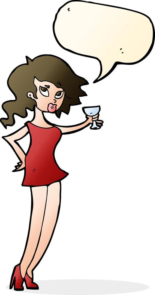 cartoon woman at party with speech bubble vector