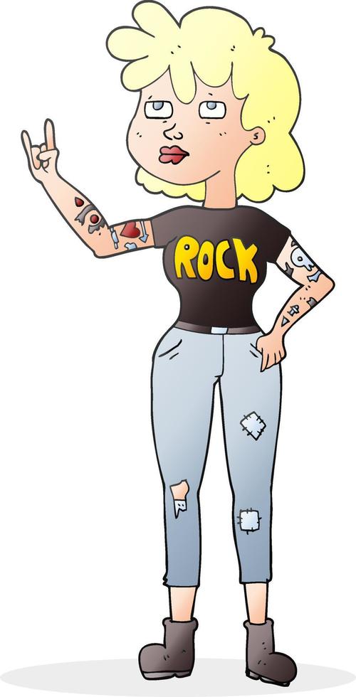 chica rockera de dibujos animados vector