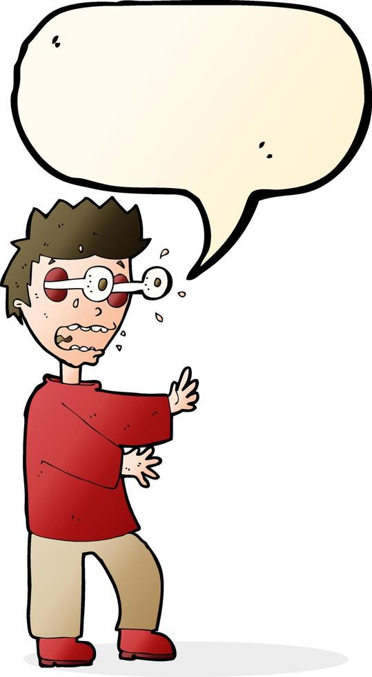 cartoon terrified boy with speech bubble vector