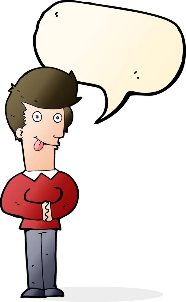 cartoon man sticking out tongue with speech bubble vector
