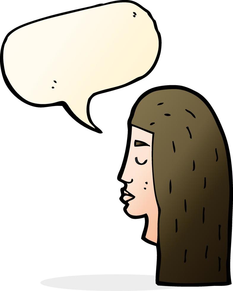 cartoon female face profile with speech bubble vector