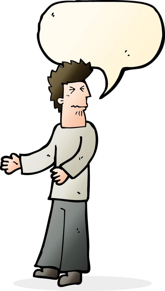 cartoon disgusted man with speech bubble vector