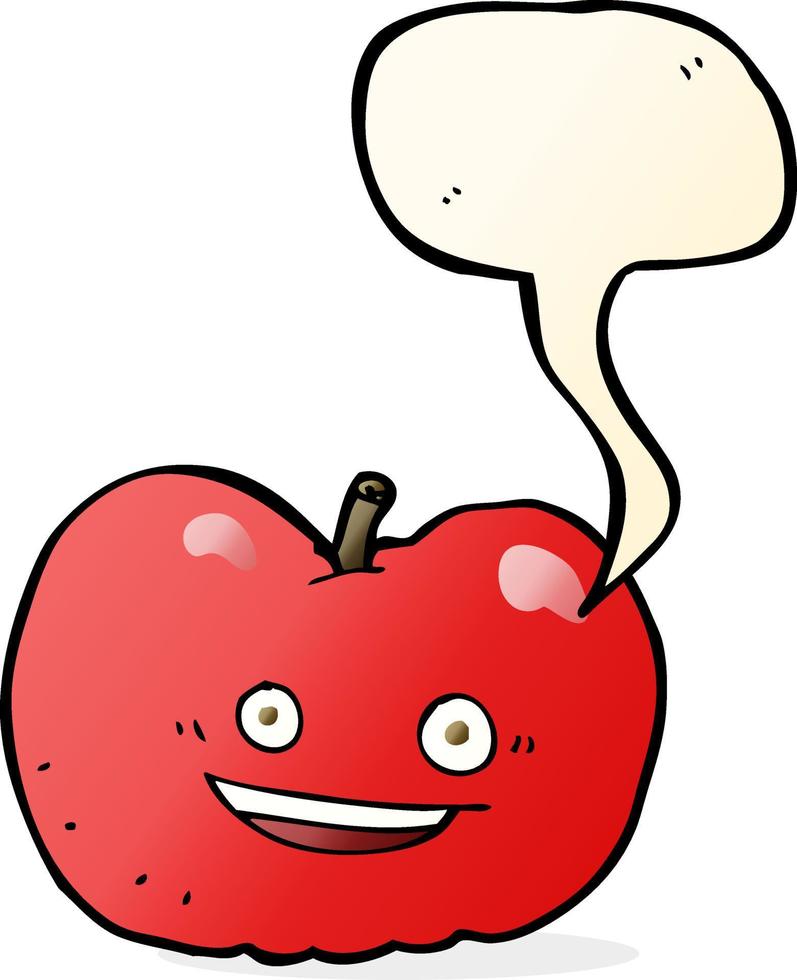 manzana de dibujos animados con burbujas de discurso vector