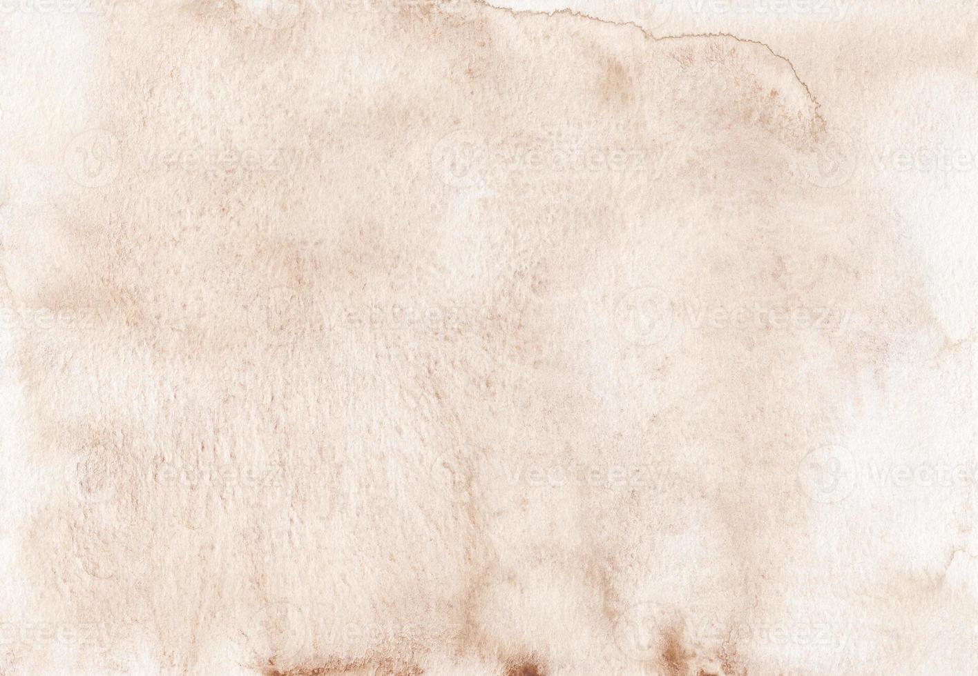 Watercolor neutral light brown background texture. Calm taupe color stains on paper, hand painted. photo