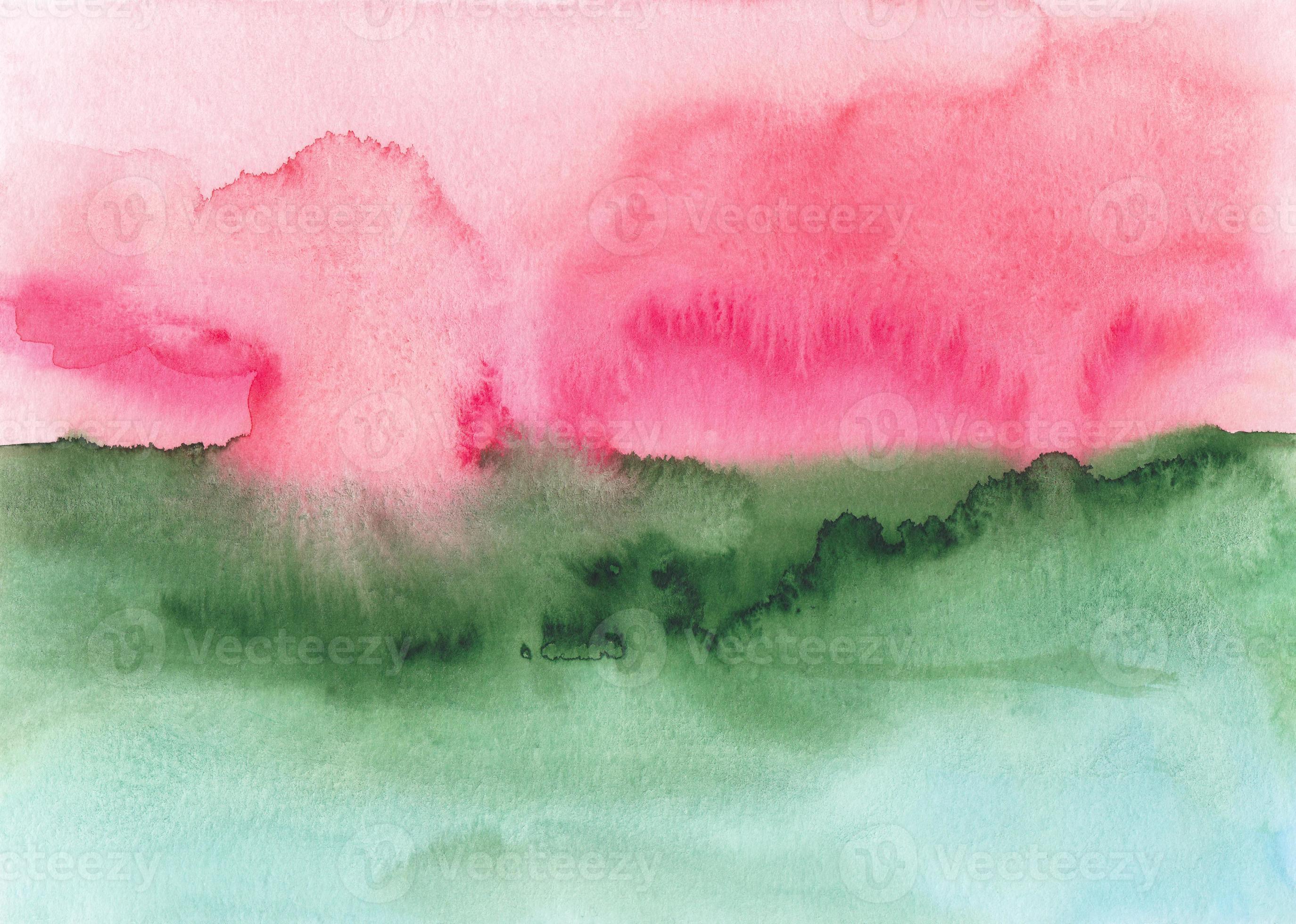 Watercolor red and green background texture. Abstract watercolour