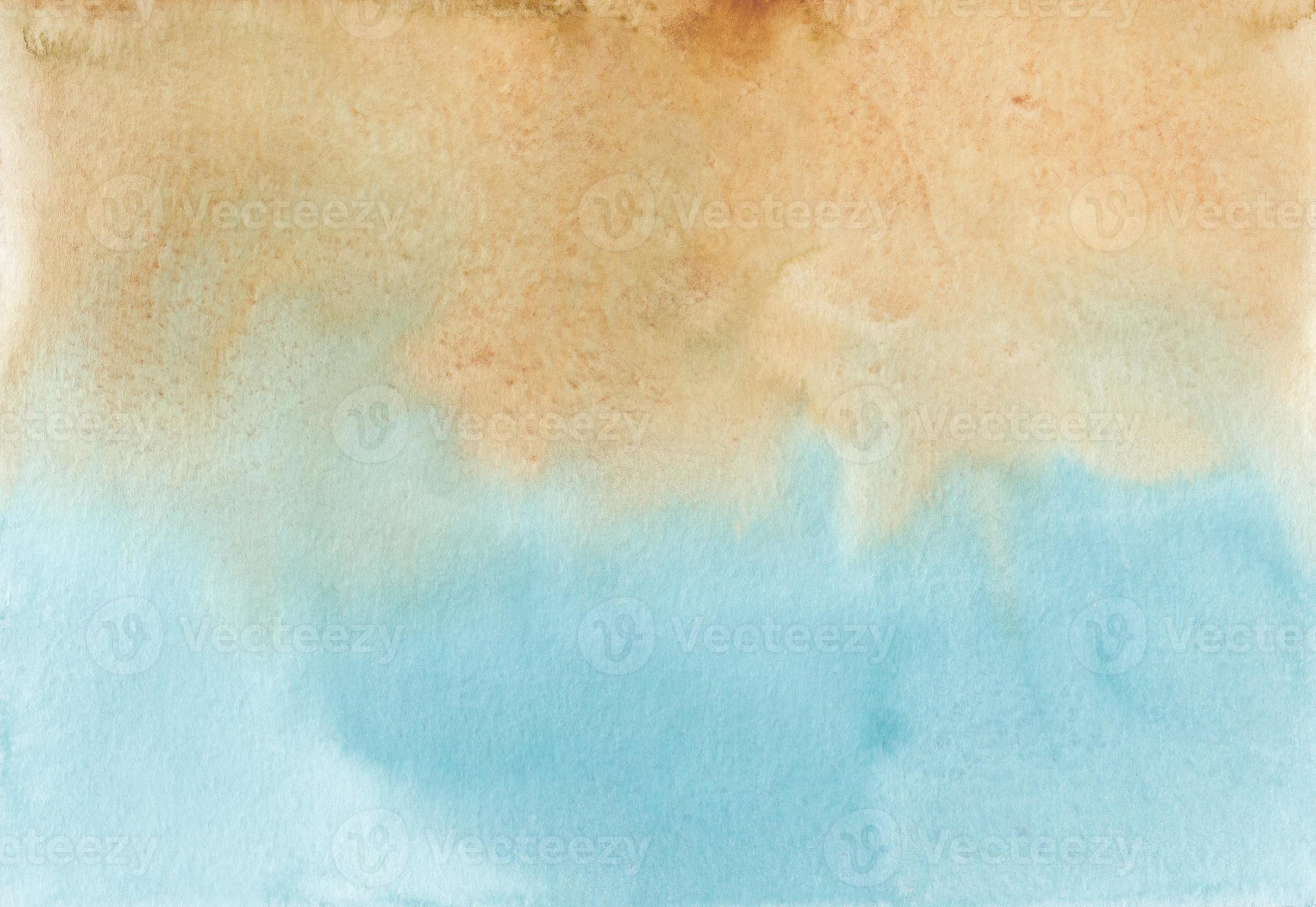 Watercolor pastel blue and brown ombre background texture, hand painted